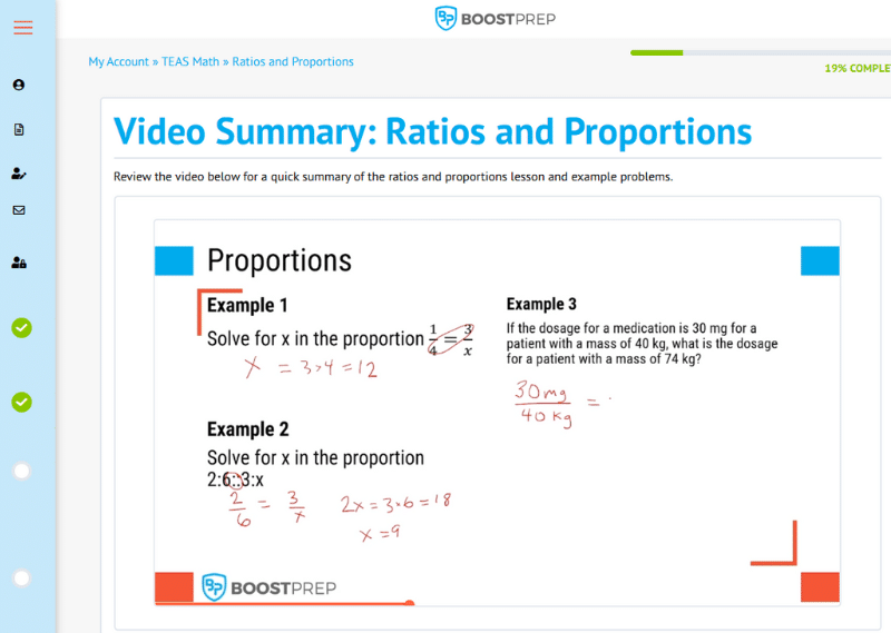 An image showing an example of the video summaries in the BoostPrep TEAS course