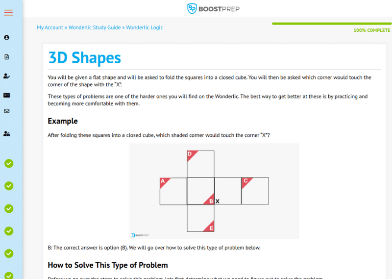 An image showing an example of a lesson in the BoostPrep Wonderlic course